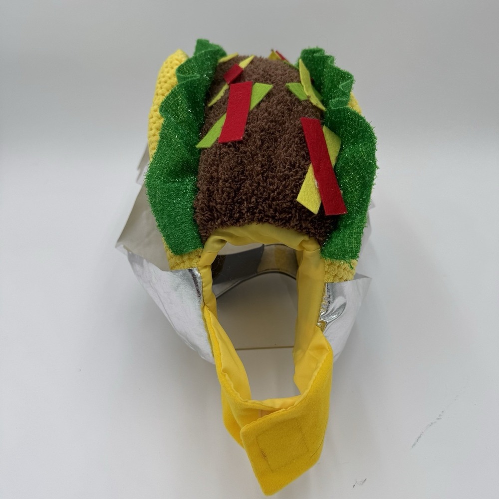 Taco Pet Costume Plush Food Theme Halloween Outfit Yellow Green Silver Small